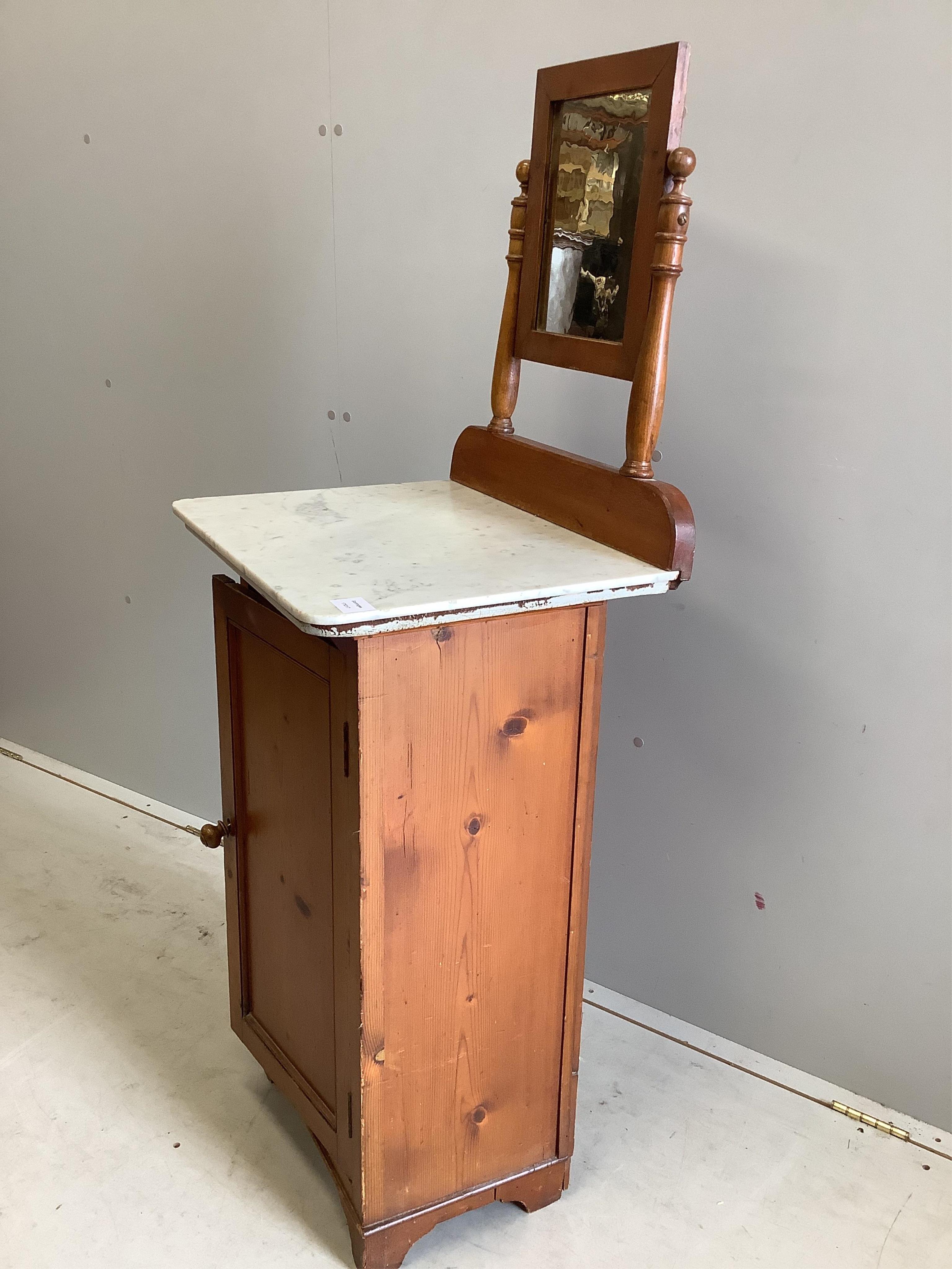 A French marble top washstand, width 58cm, depth 43cm, height 137cm